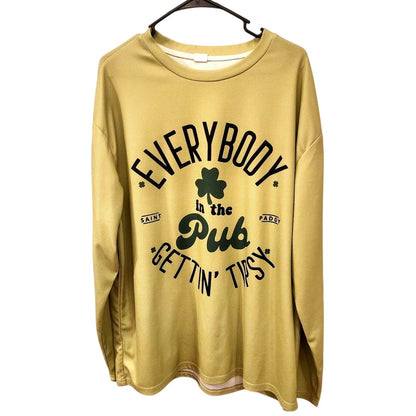 Everybody In The Pub St Patricks Day Long Sleeve T-Shirt Green Mens 2XL