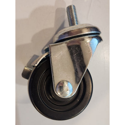 3 Inch -Black Polyurethane Caster Wheel - Threaded Stem w/Brake