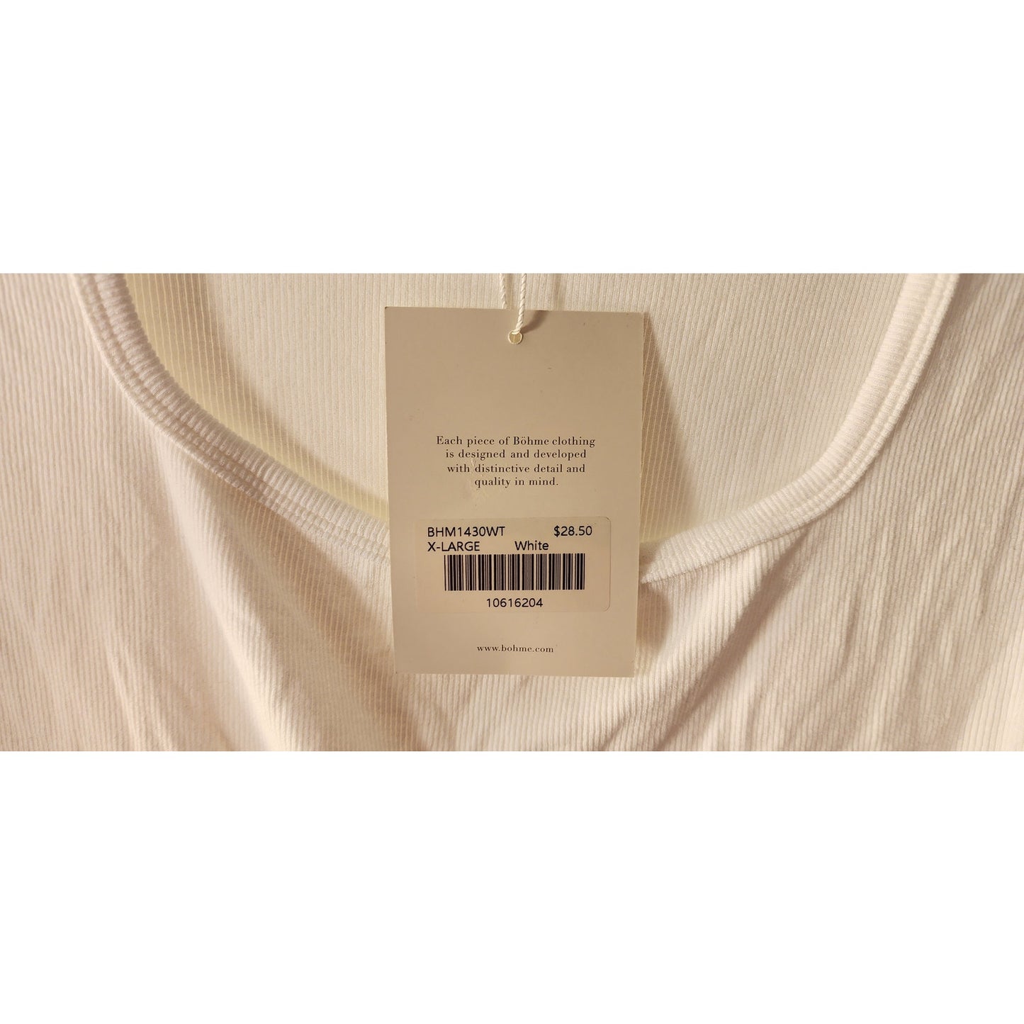 Bohme- White Ribbed Long Sleeve Bodysuit Women's-XL NWT BHM1430WT Scoop Neck New