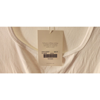 Bohme- White Ribbed Long Sleeve Bodysuit Women's-XL NWT BHM1430WT Scoop Neck New