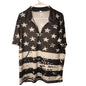 Mens American Flag Short Sleeve Button Down Shirt Black White Rave 21 Size 2XL
