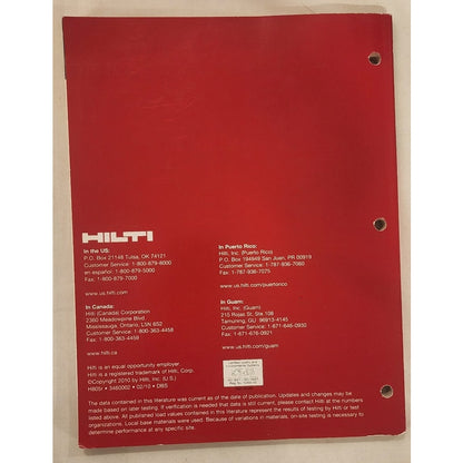 2010 Hilti Product Technical Guide Manual Binder Specification Catalog Vintage
