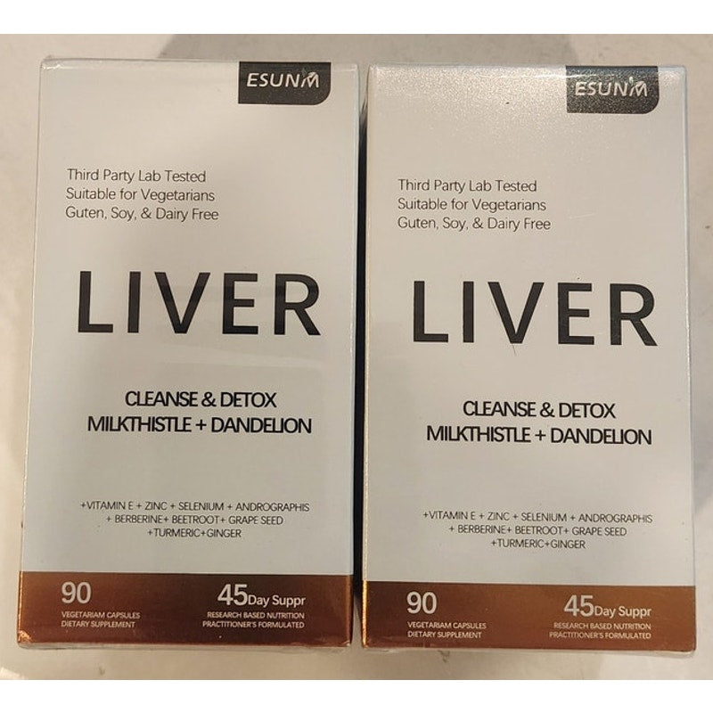 2 Pack Liver Cleanse & Detox Milk Thistle Dandelion 90 Caps Each Exp 7/14/2027