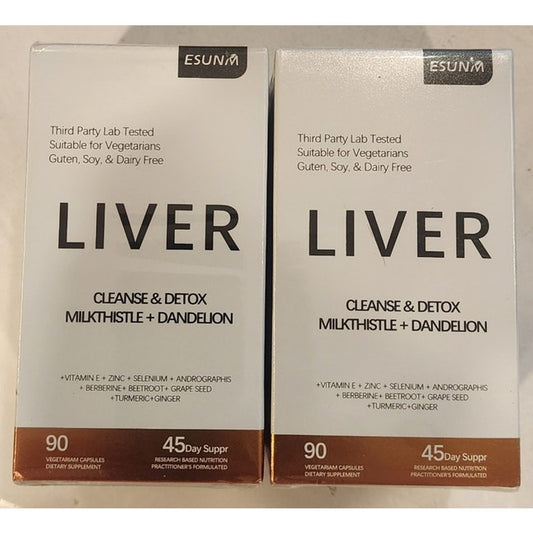 2 Pack Liver Cleanse & Detox Milk Thistle Dandelion 90 Caps Each Exp 7/14/2027
