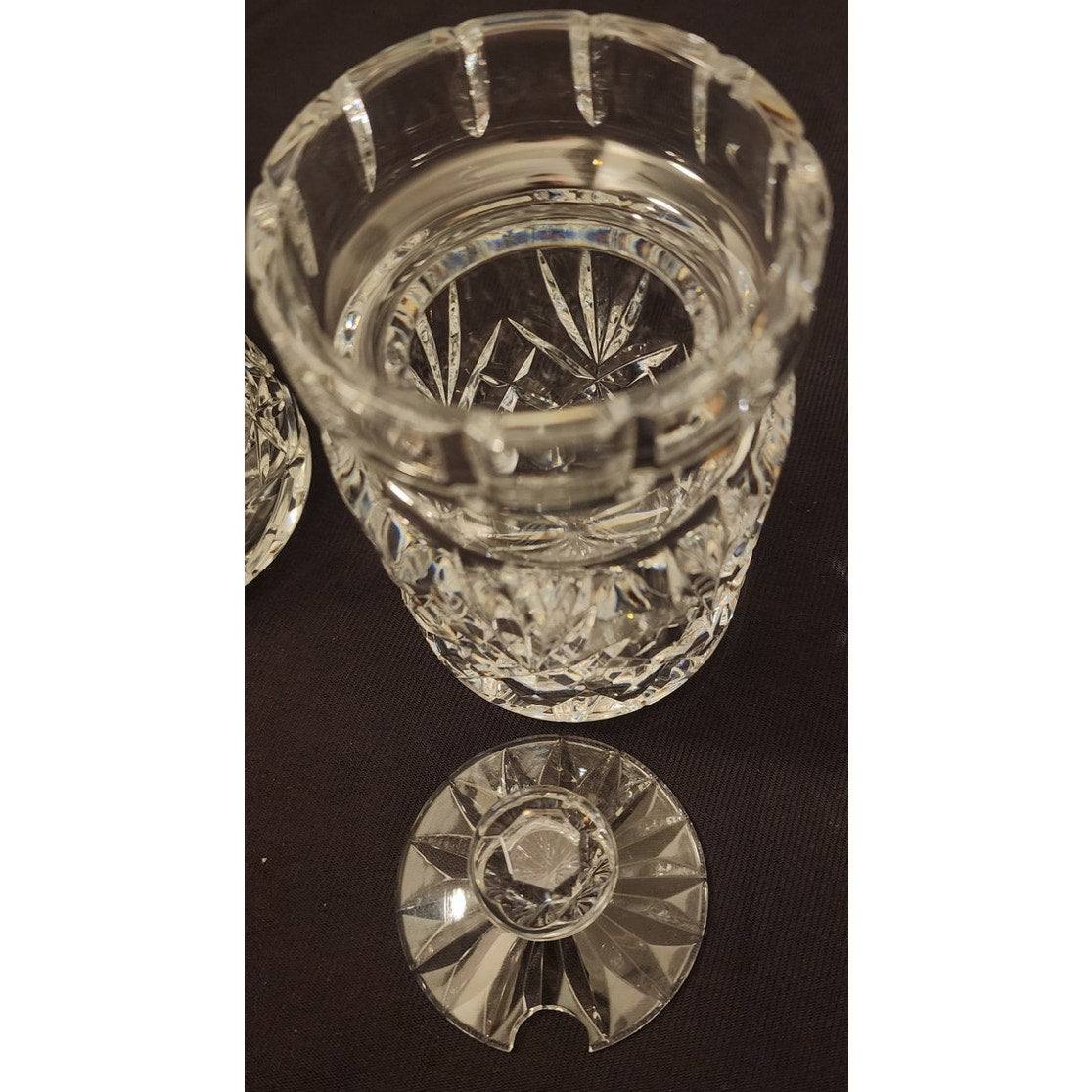 Vintage Clear Glass Crystal Creamer and Sugar Bowl Set with Lid Hand Blown 2 Pc