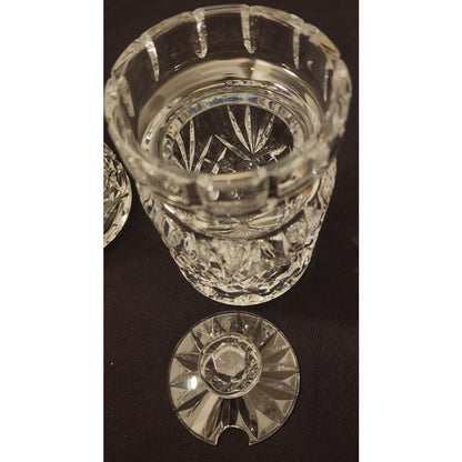 Vintage Clear Glass Crystal Creamer and Sugar Bowl Set with Lid Hand Blown 2 Pc
