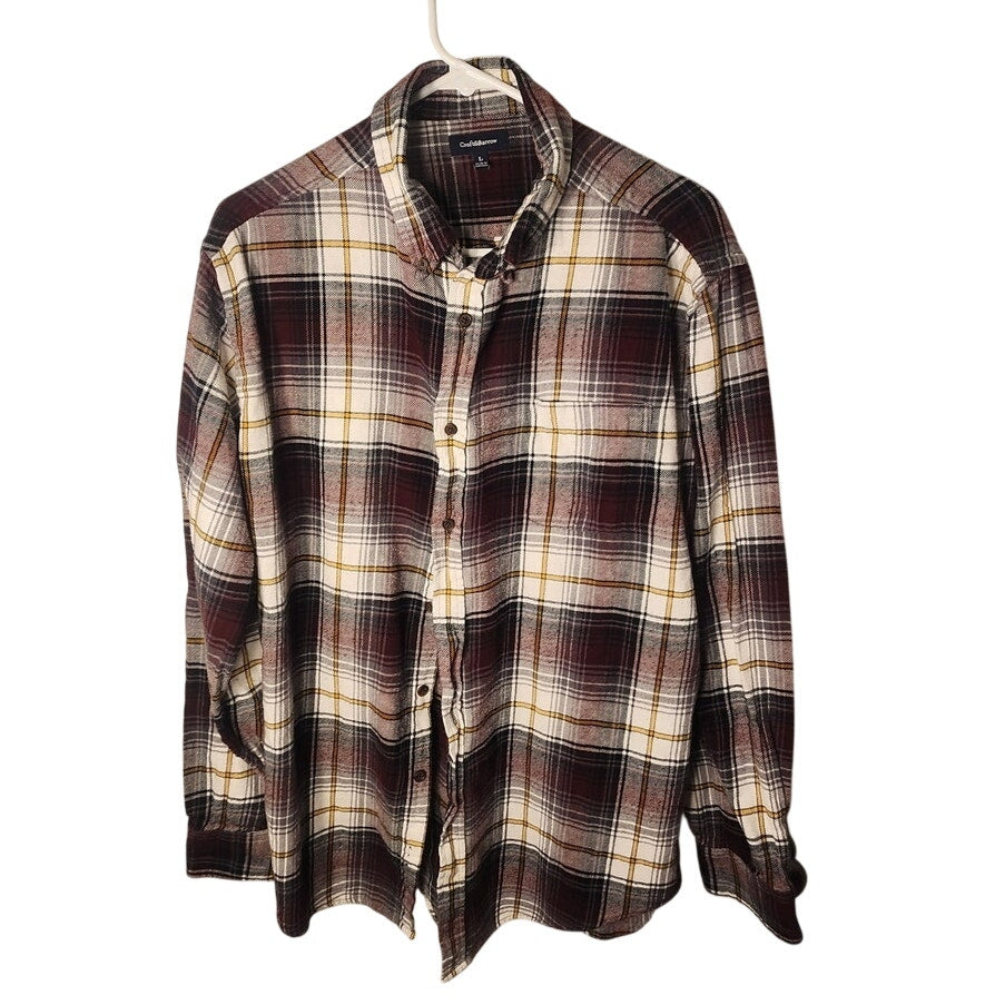 Croft & Barrow Mens Large Long Sleeve Flannel Button Down Shirt Plaid Casual