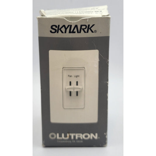Lutron Skylark, S2-LFSQ-LA, Light Almond -Dual Wall Dimmer Fan Switch - Slide