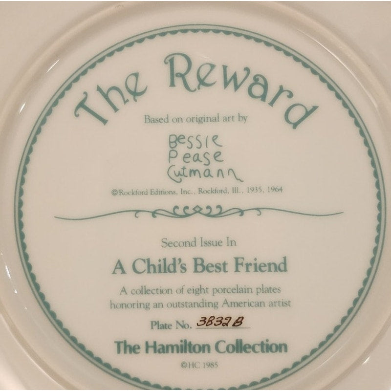 Hamilton Collection Plate The Reward Child Best Friend 1985 #3832B