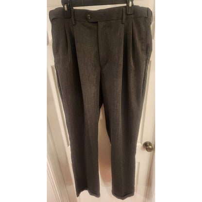 Perry Ellis Portfolio Mens 38/34 Dark Gray Cuffed Dress Pants Slacks Flat Front
