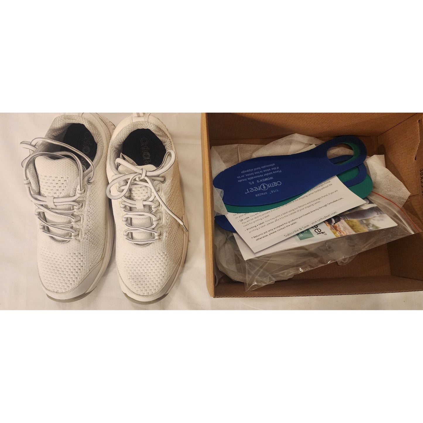 OrthoFeet Wander Women’s 8.5 White Orthopedic Comfort Shoes with Insoles