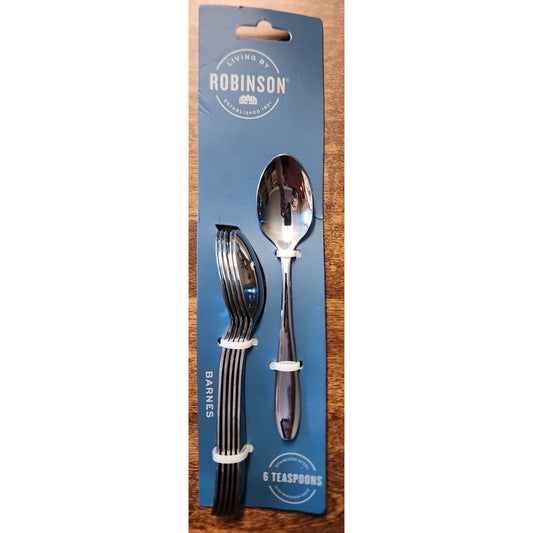 Robinson - BARNES - 6 Teaspoons - Stainless Steel, Dishwasher Safe - New