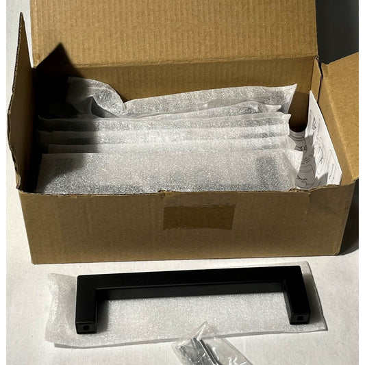 Pack of 10 - LSJ12BK128 Square Black Kitchen Closet Drawer Pull 5.5" -5" Centers