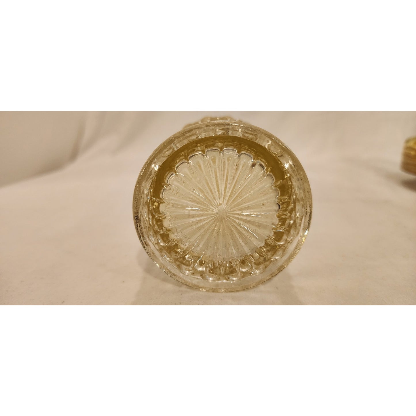 Vintage Textured Glass Bottle w/ Round Stopper 6"