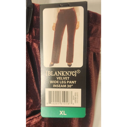 BlankNYC Womens Size XL Wine Velvet Pants NWT Burgundy Velour Trousers New