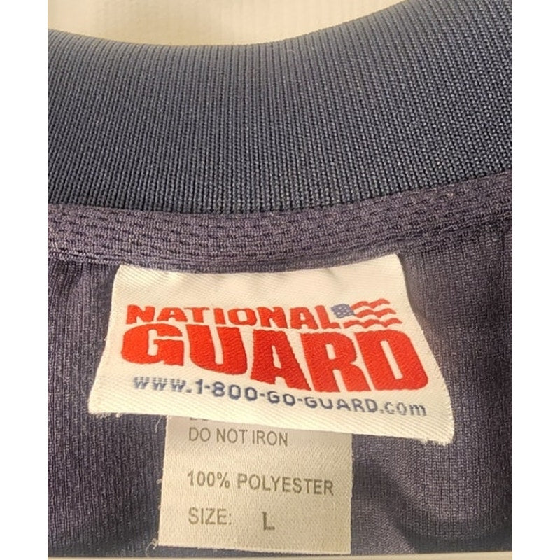 National Guard Mens Short Sleeve Polo Shirt Navy Blue Red Size L Large