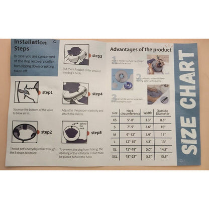 Supet - Inflatable Dog Cone - Multi Color - Medium - See chart for size