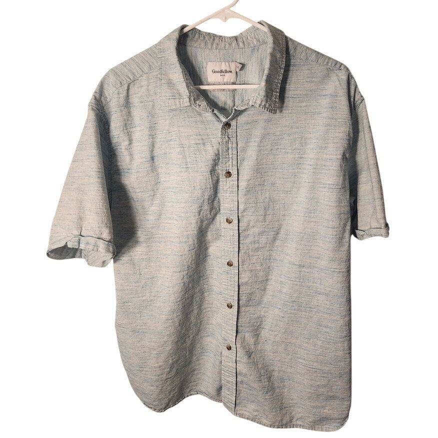 Goodfellow Co Mens XXL Short Sleeve Button Down Shirt Green Blue Plaid