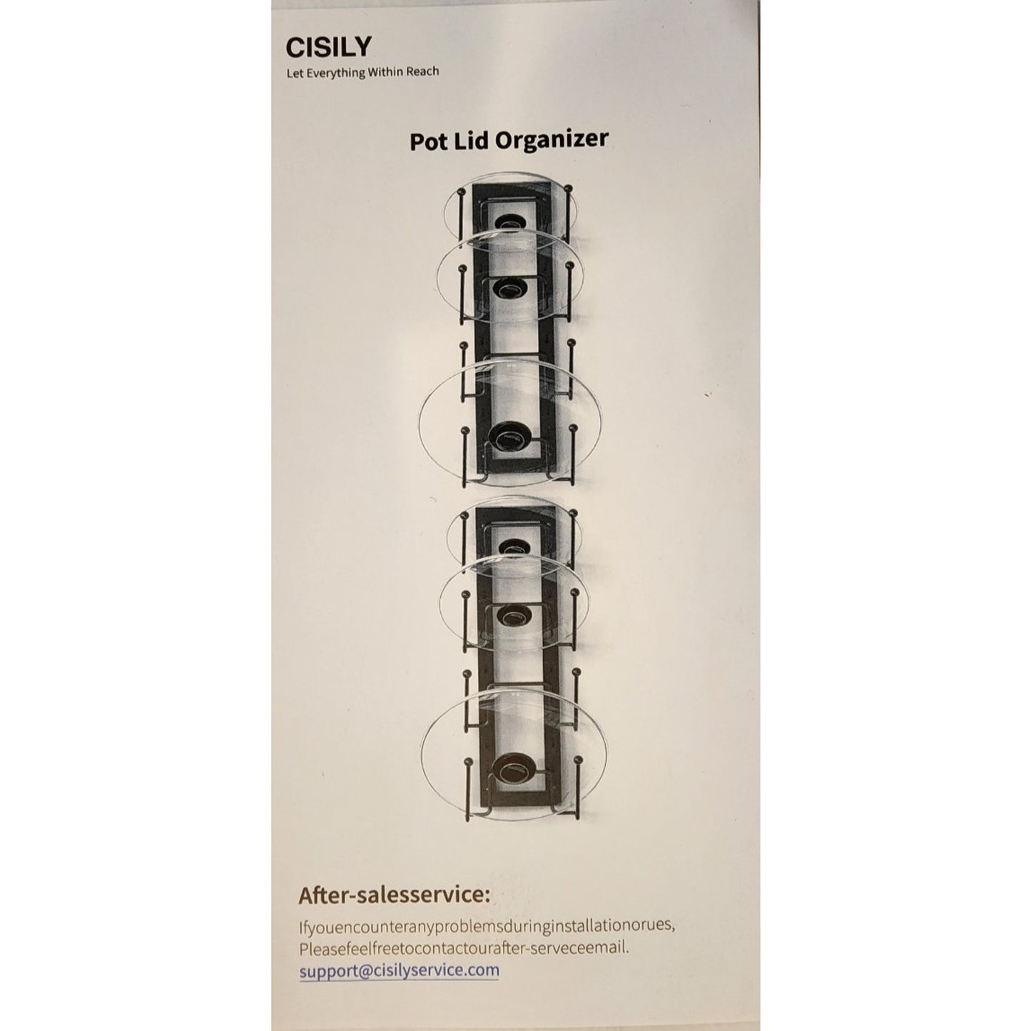 For 8 lids (2X4) -Adjustable Pot Lid Organizer Rack - For Cabinet Door or Wall