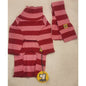 Furtizen Dog Shirt & Scarf Set Red Pink Striped Tee Lettuce Trim XL NWT