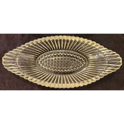 Vintage Clear Glass Relish Dishes Set of 2 – Hobnail Center & Ribbed Oval Design