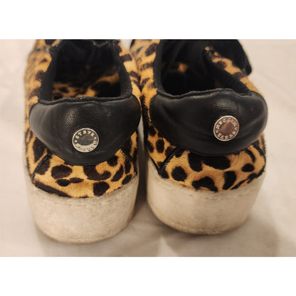 Steve Madden Bertie-L Leopard Calf Hair Platform Sneakers Women's Size 6