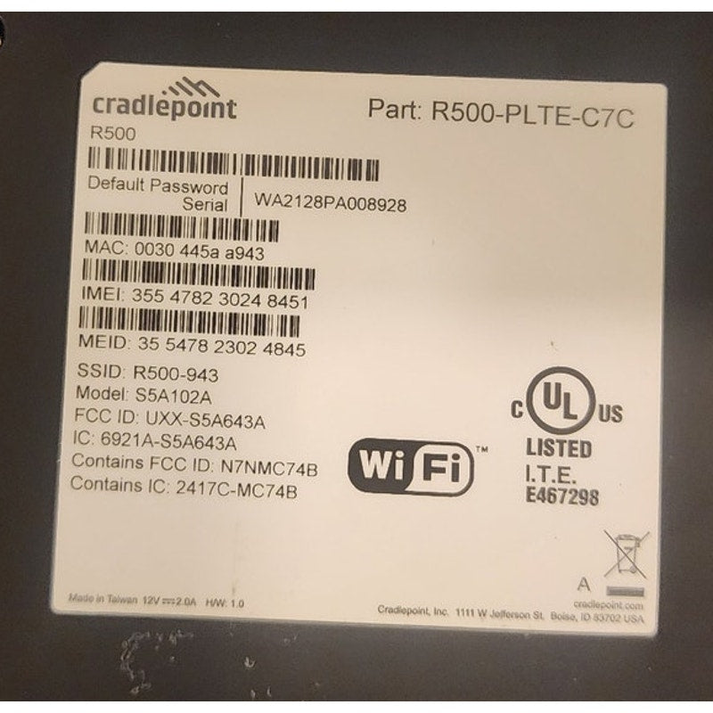 Cradlepoint R500 PLTE Router Kit w/ Case, Antennas & Power