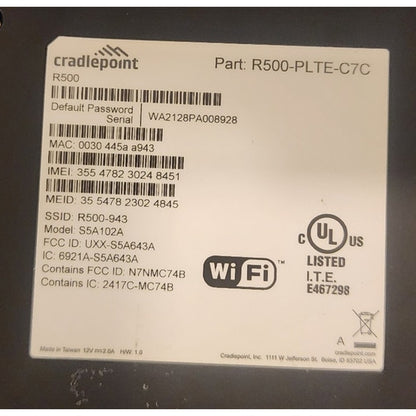 Cradlepoint R500 PLTE Router Kit w/ Case, Antennas & Power