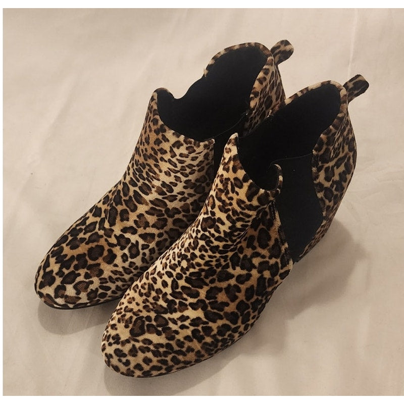 Qupid Leopard Print Ankle Boots Size 10 Slightly Used