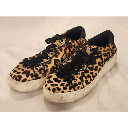 Steve Madden Bertie-L Leopard Calf Hair Platform Sneakers Women's Size 6
