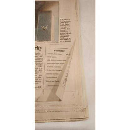 9/11 newspapers - Salt Lake Tribune and Provo Daily Herald 9/12/2001 -