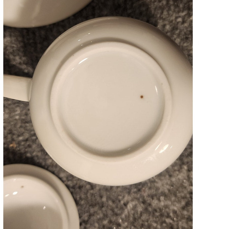 Vintage White Ceramic Lidded Teacups and Saucer Set of 2 Cups Lids Saucer Japan