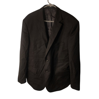 Joseph & Feiss Mens 46L Dark Gray Pinstripe Two Button Blazer Sport Coat Jacket