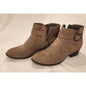 Unisa Women's 8.5 M Taupe Quilted Ankle Boots Side Zip Buckle Low Heel