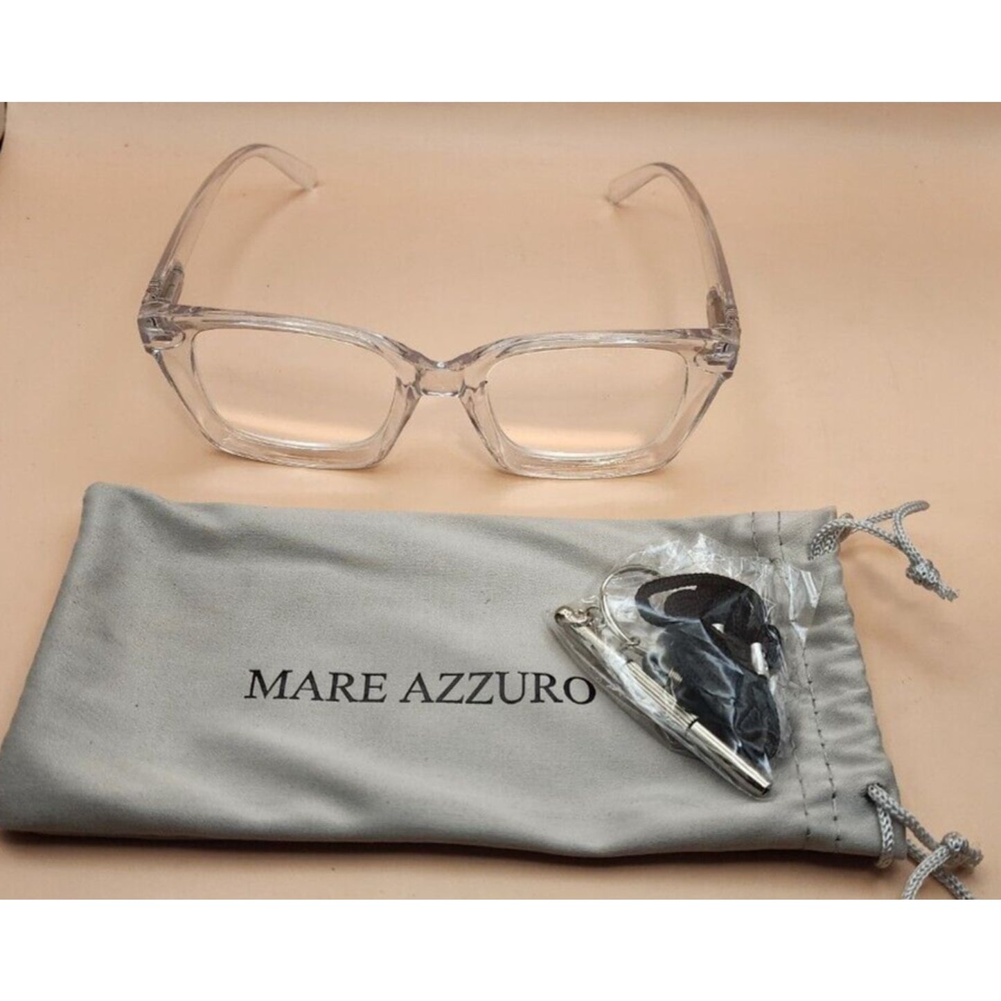 MARE AZZURO - 4.00 Readers - Large - Clear Plastic - Spring Hinged