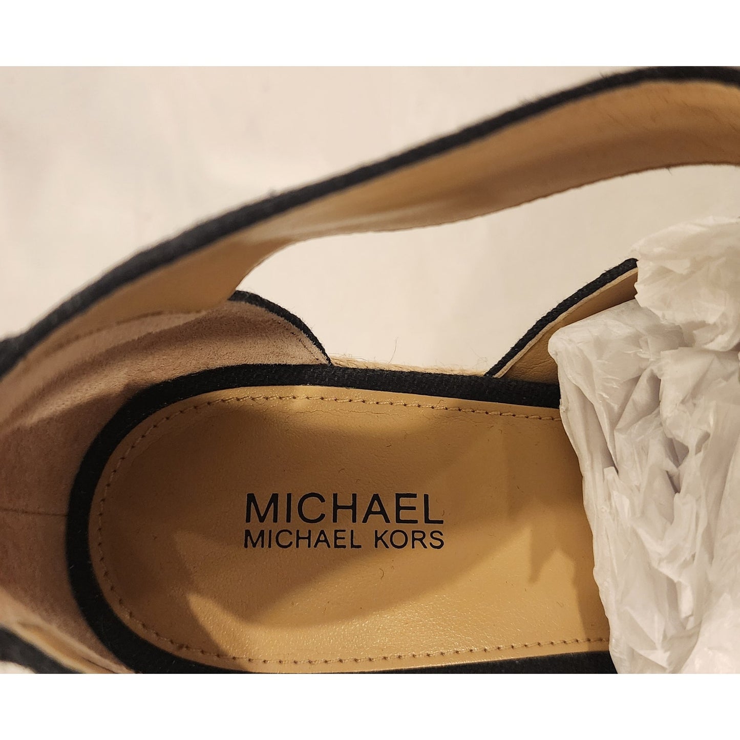 Michael Kors Damita Black Canvas Wedge Sandals Women's 10M Original Box