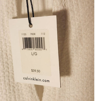 Calvin Klein Women Large White Ribbed Knit Sleeveless Top Shirt NWT