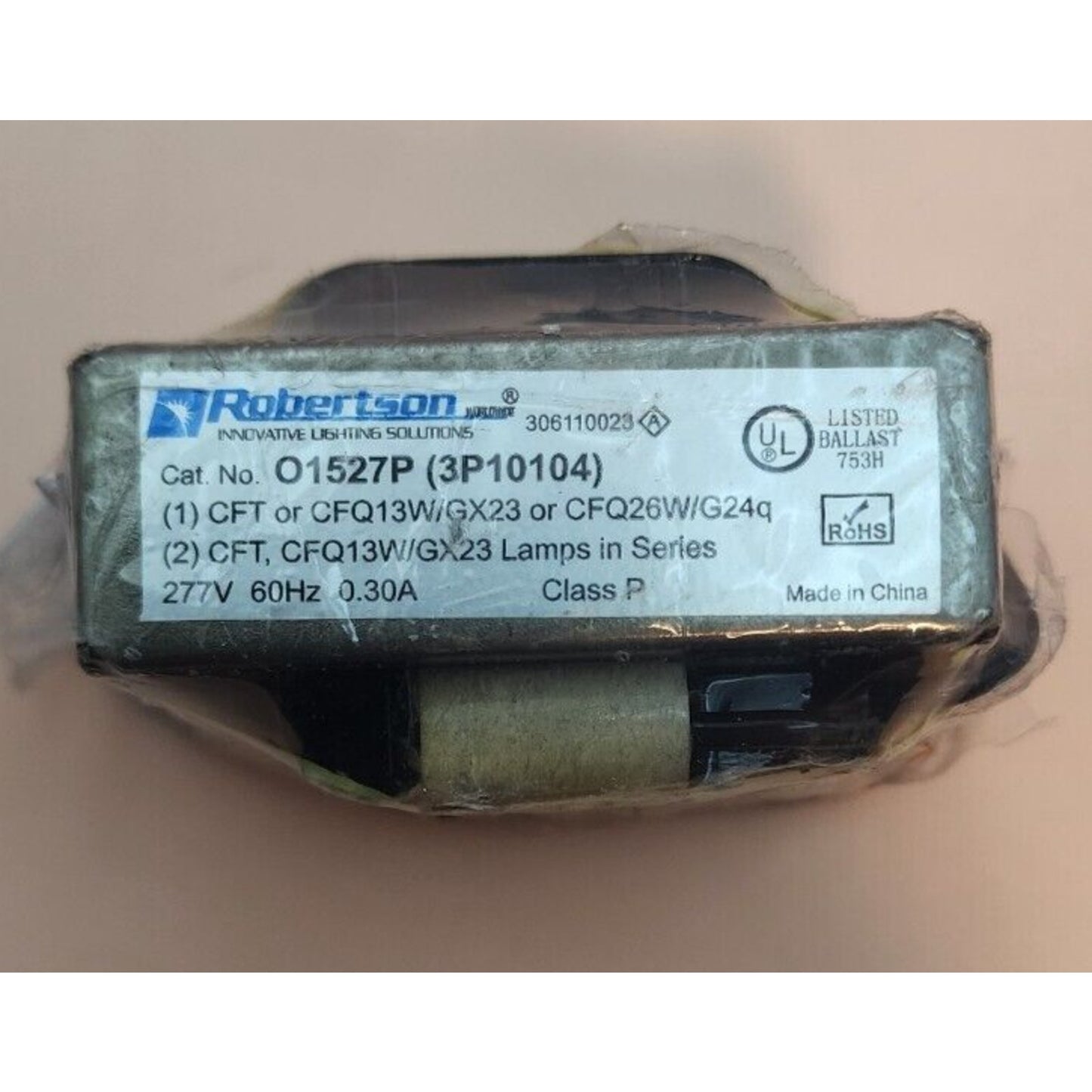 Robertson - Lighting Ballast - # O1527P, 3P10104 - 277V, 60Hz, 0.30A