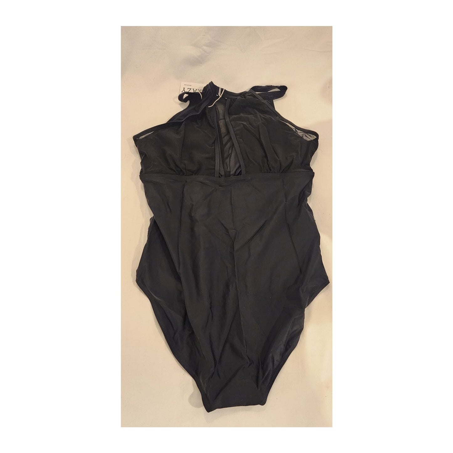 2CRAZY Women’s One‑Piece Tankini Swimsuit XL Black Mesh Detail