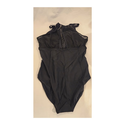 2CRAZY Women’s One‑Piece Tankini Swimsuit XL Black Mesh Detail