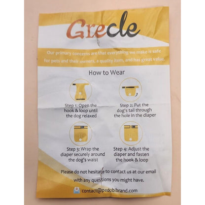 Grecle - Dog Diapers - Size Medium - Set of Three (3) Diapers - Black