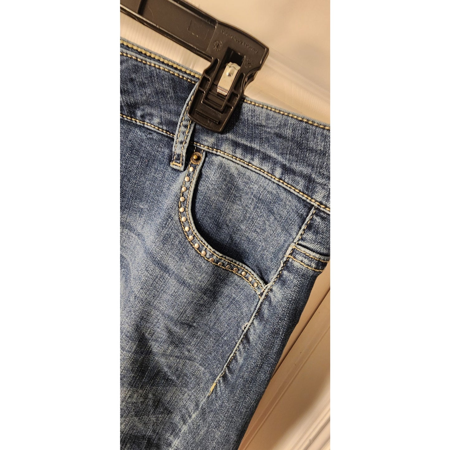 Westport 14W Studded Denim Skirt – Stretch Blue Jean Skirt – Women’s