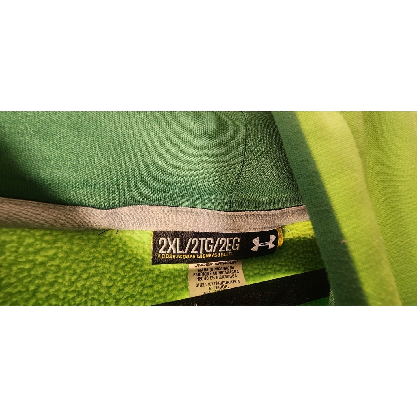 Under Armour Mens ColdGear Fleece Hoodie Green Pullover Sweatshirt Size 2XL