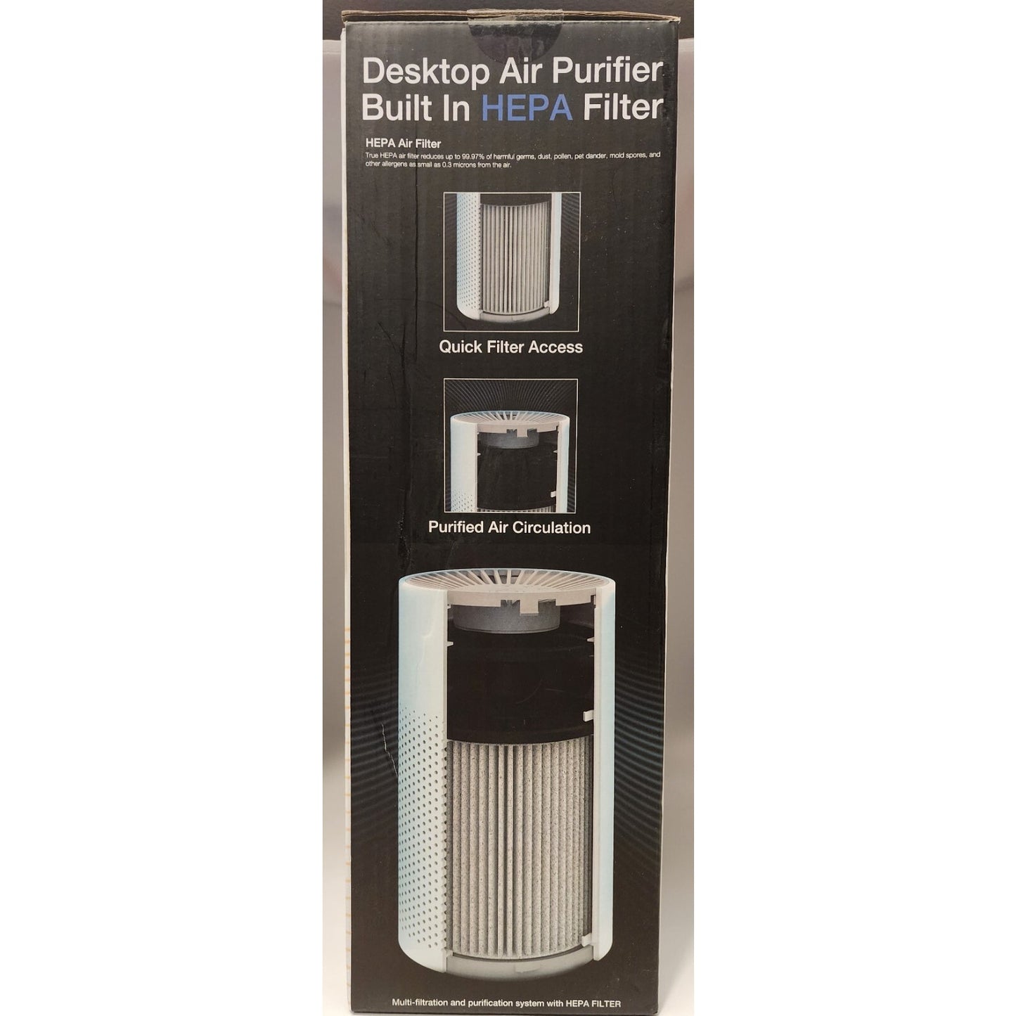 Vivitar - Purity-Air Desktop Air Purifier - Built in HEPA Filter - White