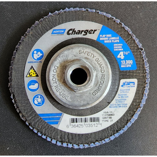 Norton Charger - Flap Disc - Blue 60G - type 27 - 4-1/2" - Free Shipping in USA