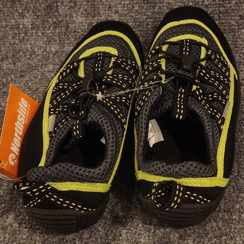 Northside Kids Size 2 Gray Yellow Closed Toe Boat Shoes NWT