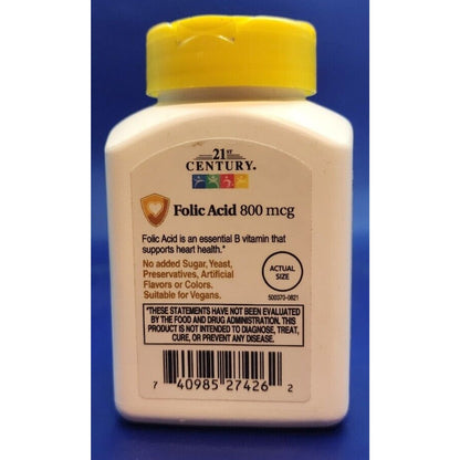 21st CENTURY - Folic Acid - 800mcg - Heart Health Support - 100 tabs