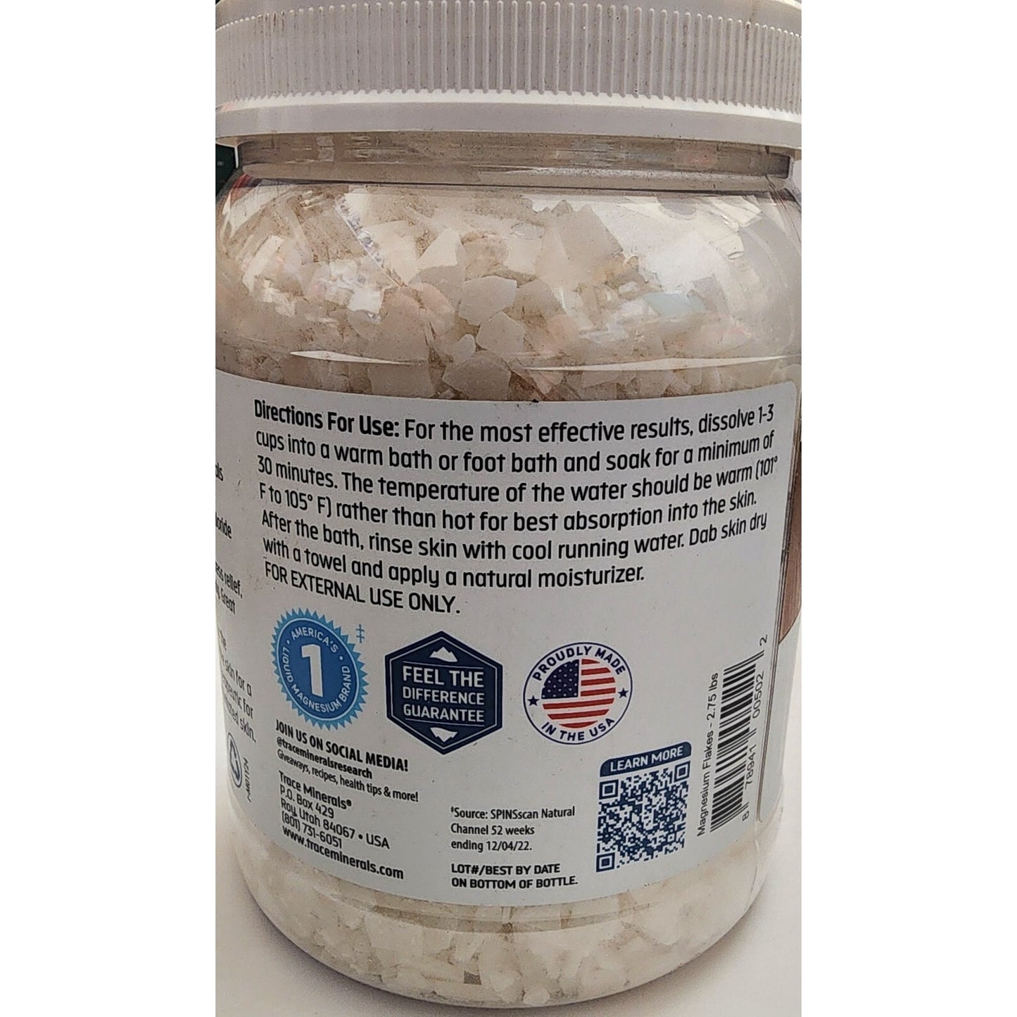 Trace Minerals -Pure Magnesium Flakes -For baths and Foot Soaks -Exp 02/2026