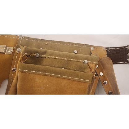 Leather Tool Belt with Dual Pouches – Adjustable – Good Used Condition