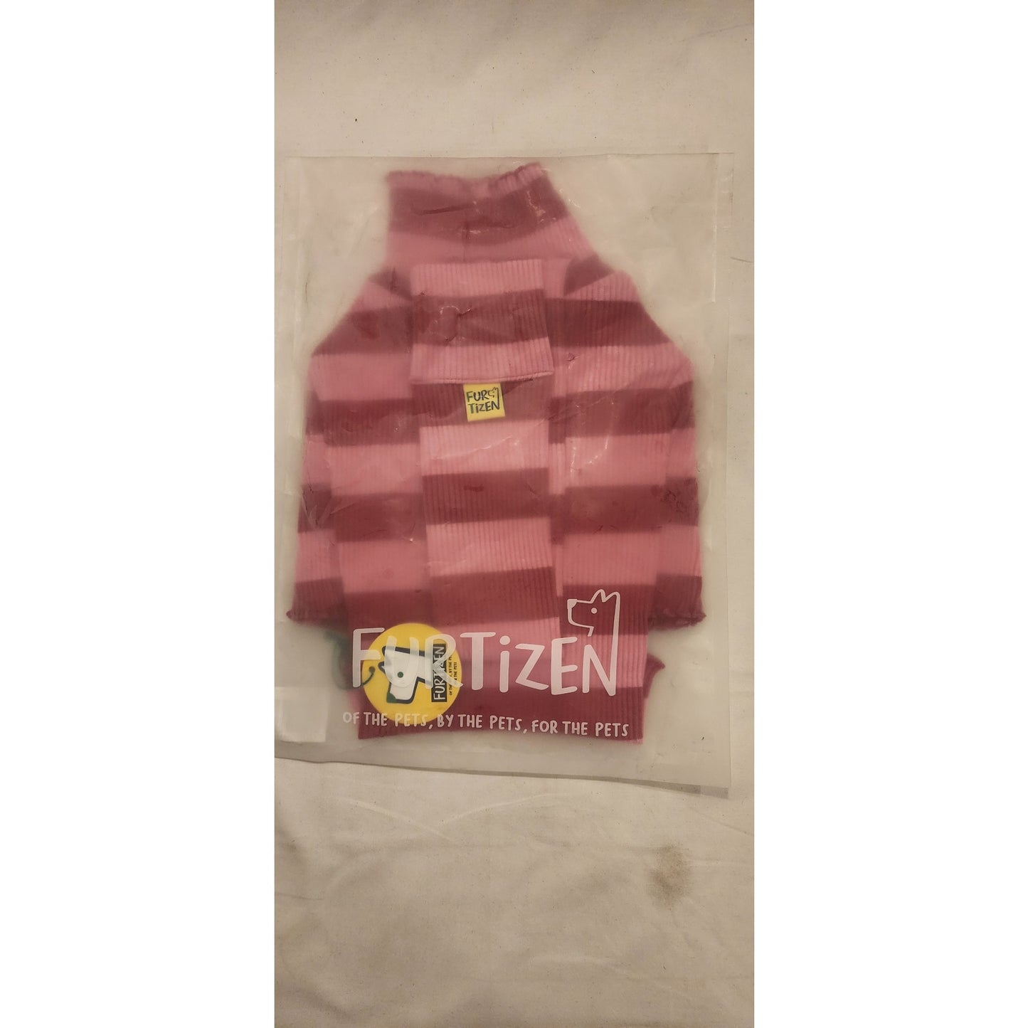 Furtizen Dog Shirt & Scarf Set Red Pink Striped Tee Lettuce Trim XL NWT